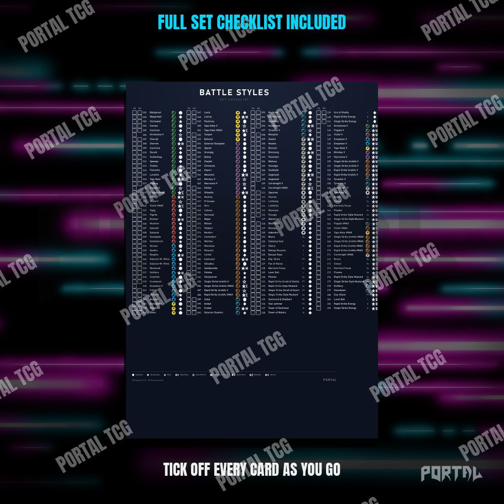 Battle Styles master set placeholders, checklist included, Portal TCG