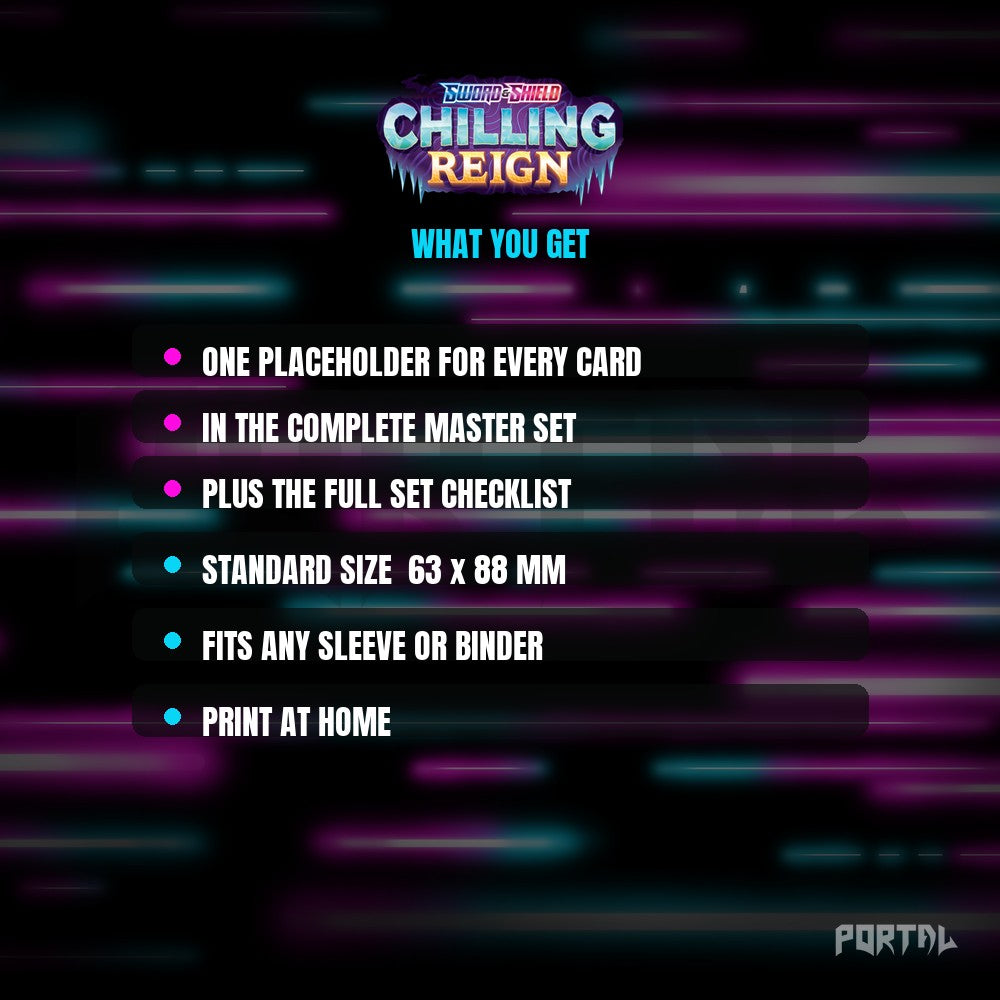 Chilling Reign master set placeholders, what you get, Portal TCG