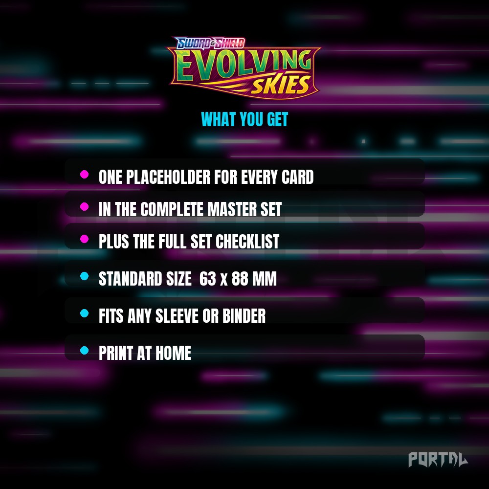 Evolving Skies master set placeholders, what you get, Portal TCG