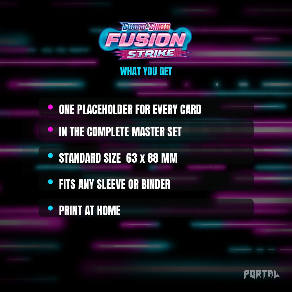 Fusion Strike master set placeholder cards, what is included