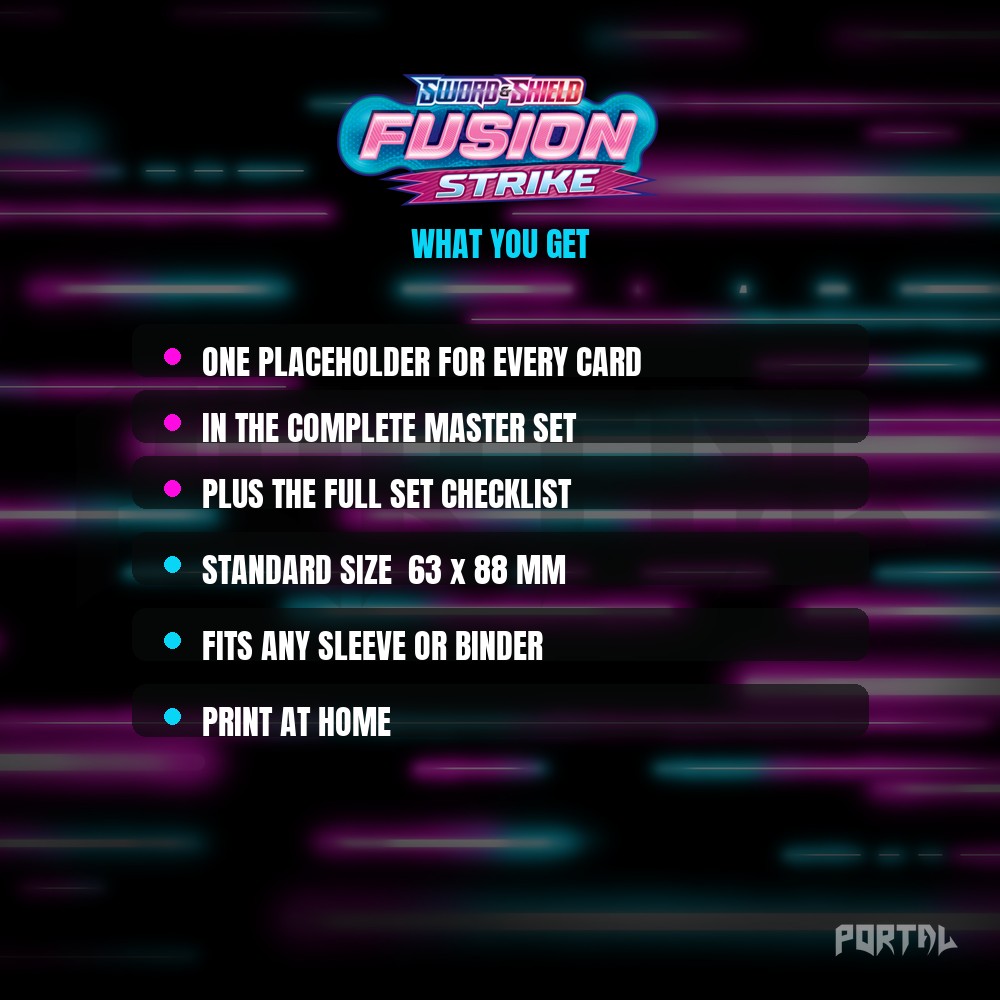 Fusion Strike master set placeholders, what you get, Portal TCG