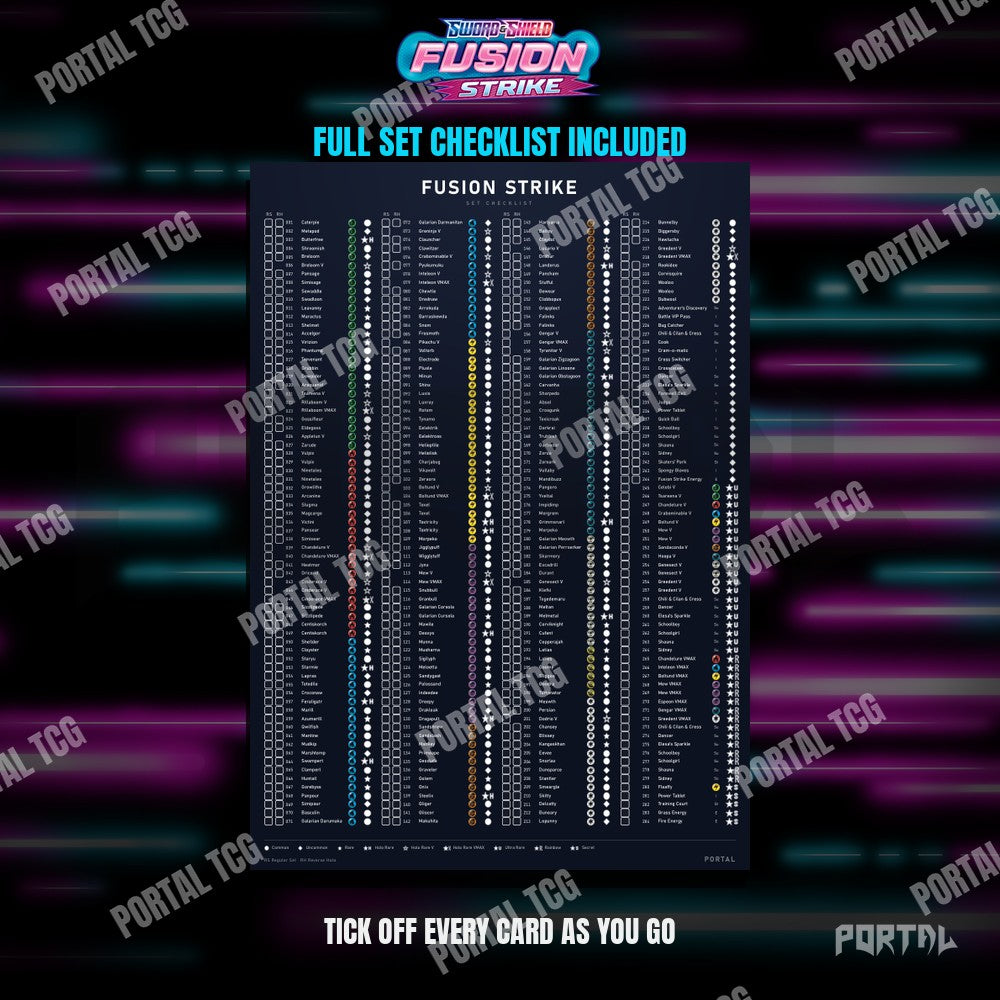 Fusion Strike master set placeholders, checklist included, Portal TCG