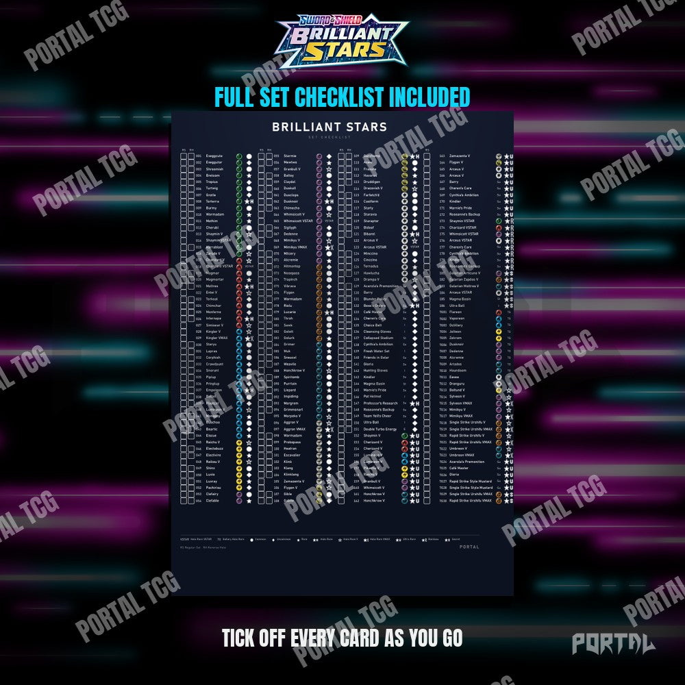 Brilliant Stars master set placeholders, checklist included, Portal TCG