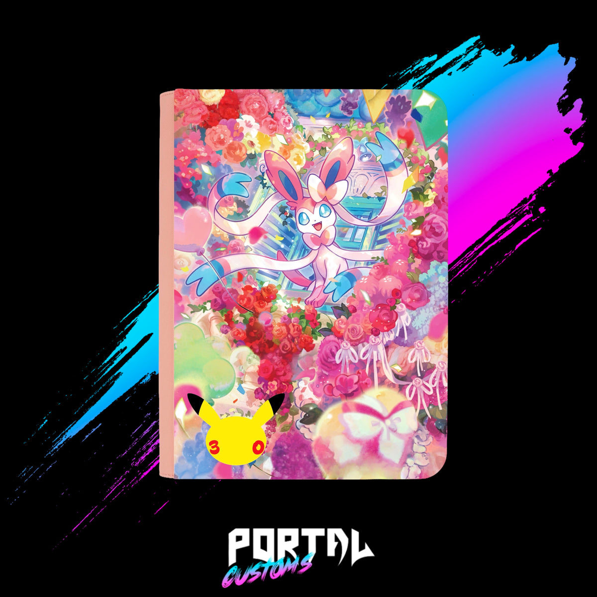 Pokemon Sylveon 30th Anniversary Binder, front art straight-on, Portal TCG