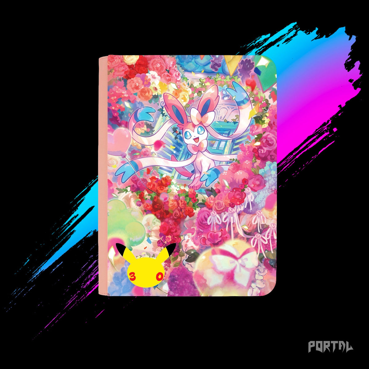 Pokemon Sylveon 30th Anniversary binder, front cover with 30th logo, Portal TCG