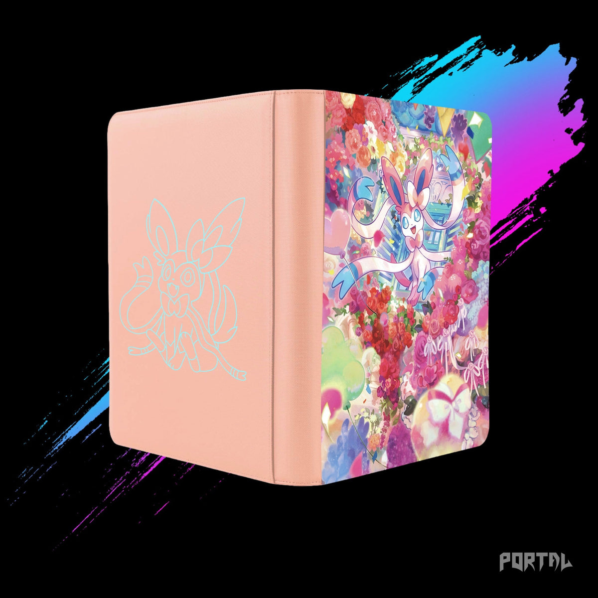 Pokemon Sylveon 30th Anniversary binder, back, spine and front together, no spine label, Portal TCG