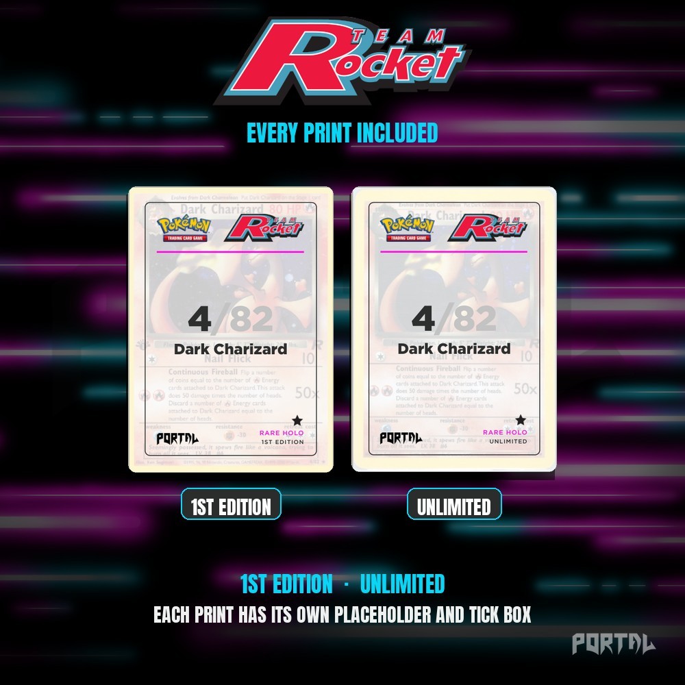 Pokemon Team Rocket master set placeholders, every print included, Portal TCG