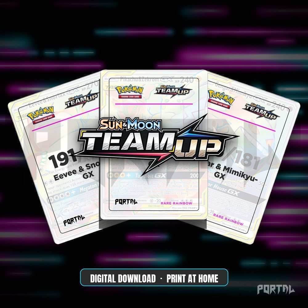 Pokemon Team Up master set placeholders, digital download, Portal TCG
