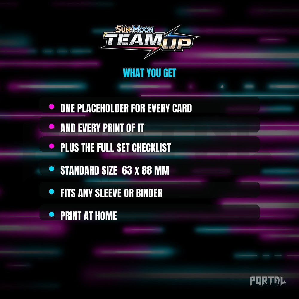 Pokemon Team Up master set placeholders, what you get, Portal TCG