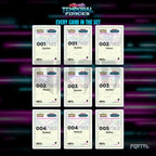 Temporal Forces placeholder cards laid out in a nine pocket binder page