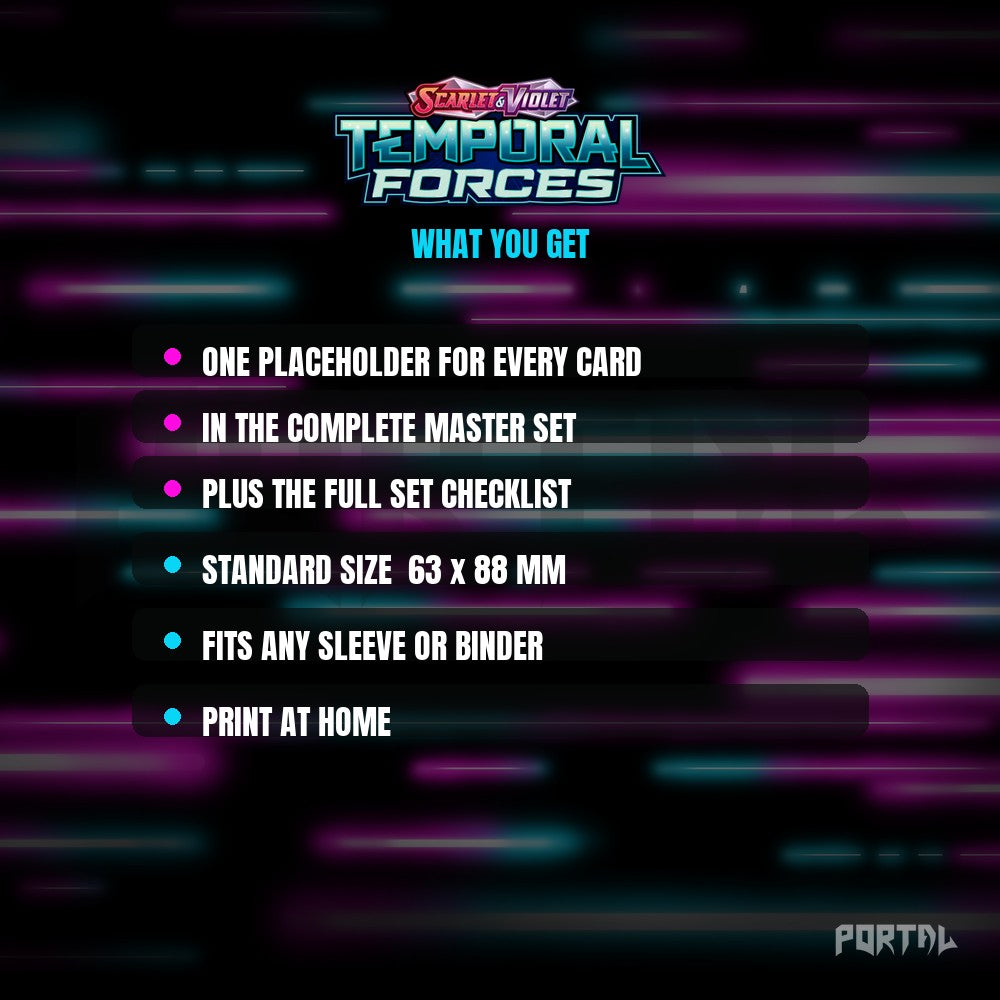 Temporal Forces master set placeholder cards, what is included