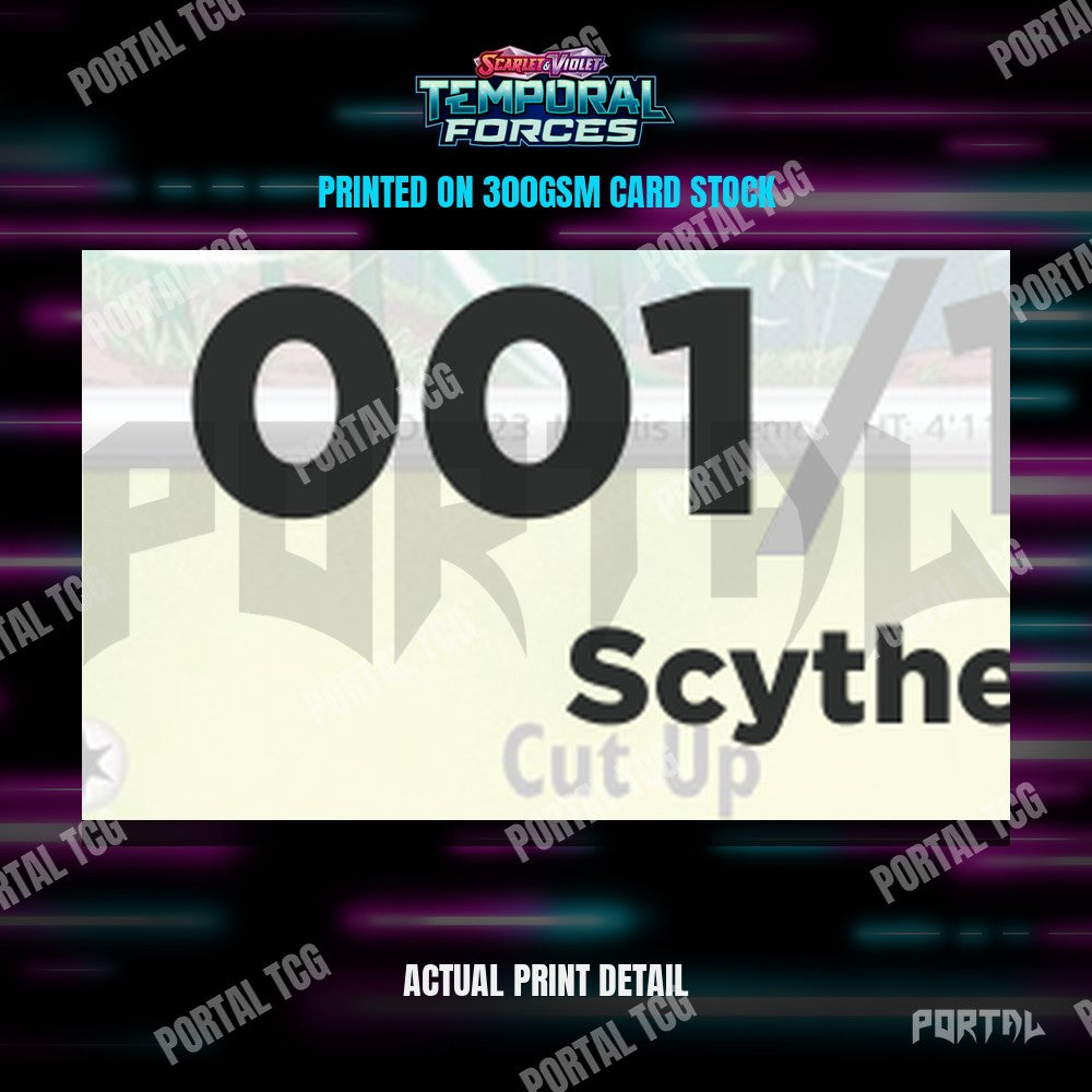 Close up of the print quality on a Temporal Forces placeholder card