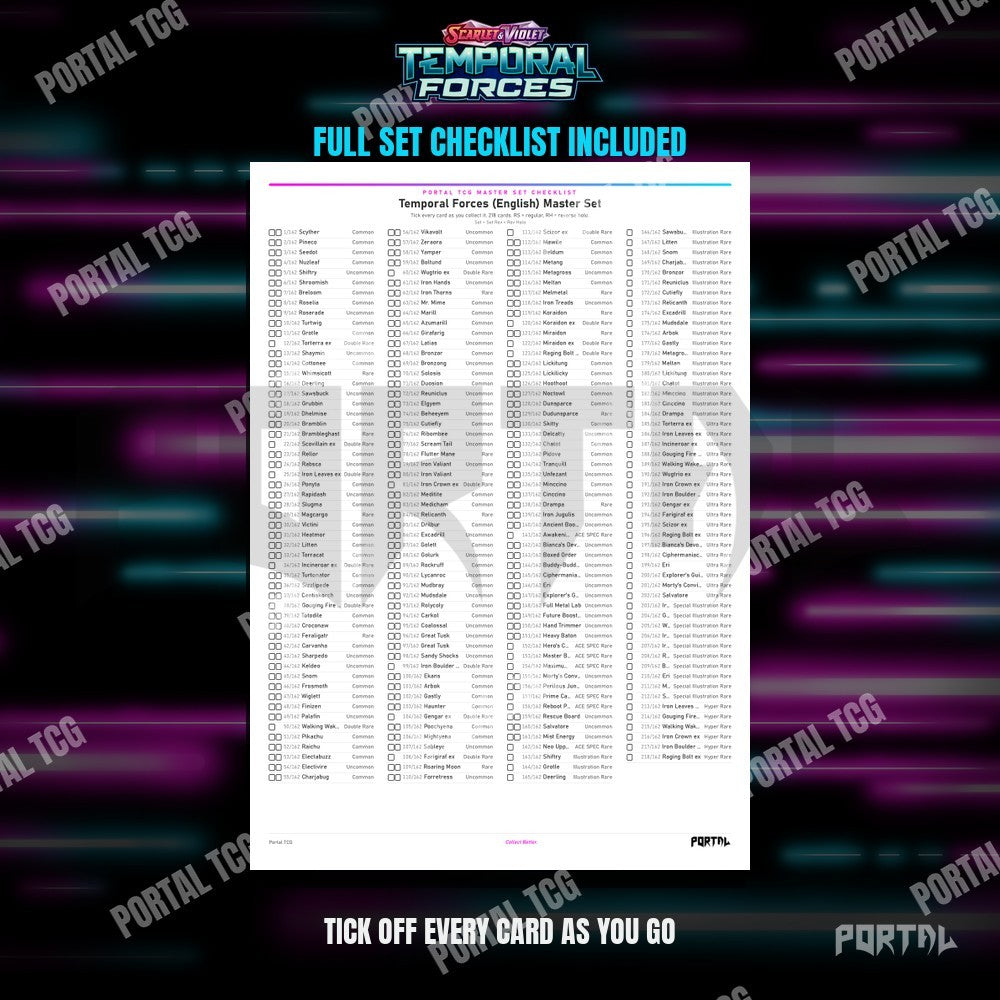 Temporal Forces master set placeholders, checklist included, Portal TCG