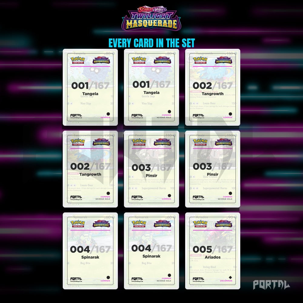 Twilight Masquerade placeholder cards laid out in a nine pocket binder page