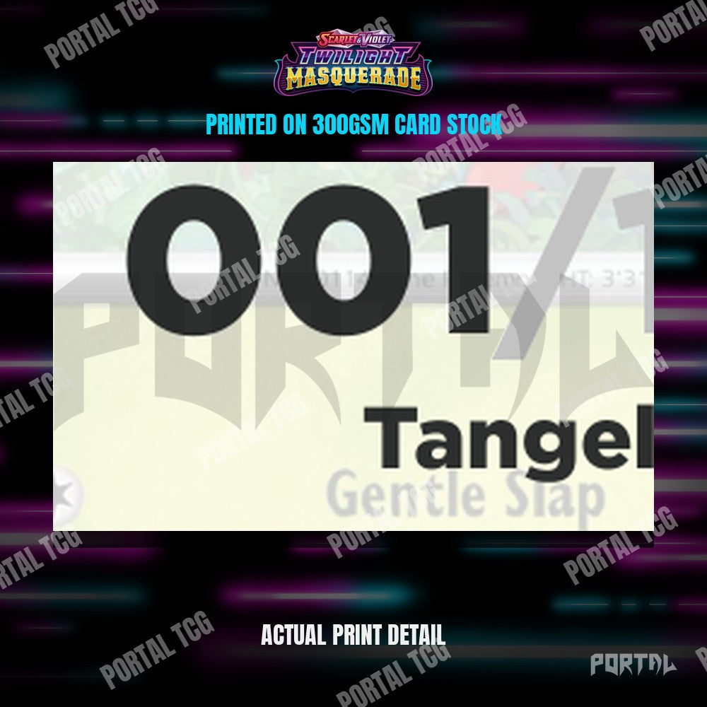 Close up of the print quality on a Twilight Masquerade placeholder card
