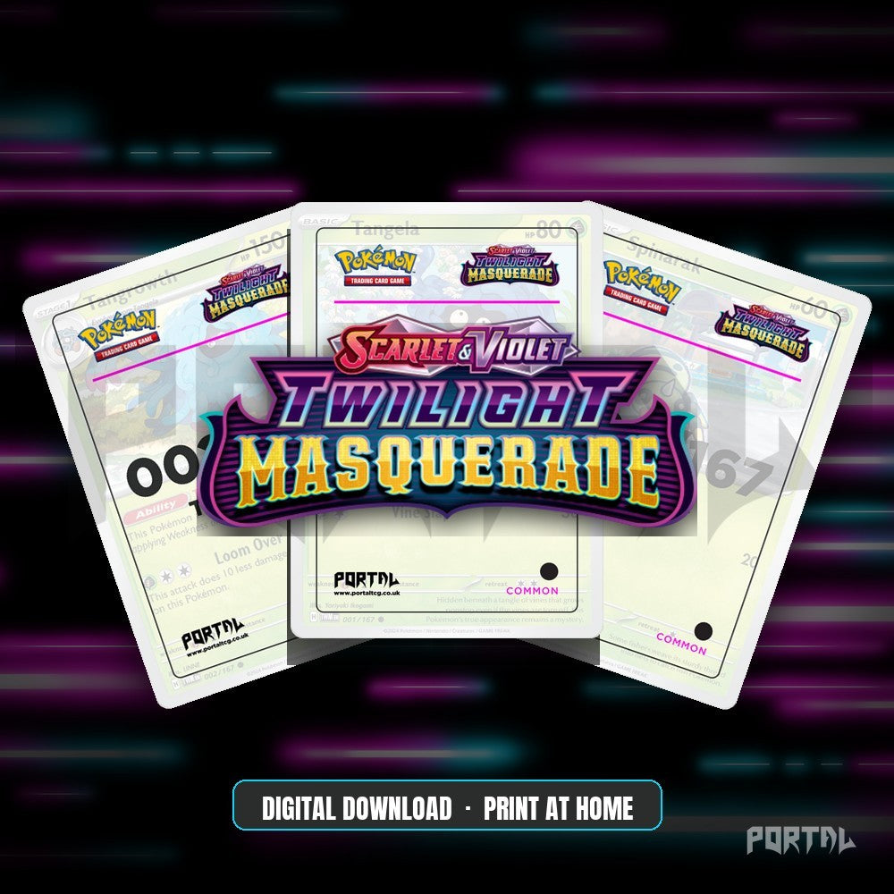 Twilight Masquerade master set placeholders, digital download, Portal TCG
