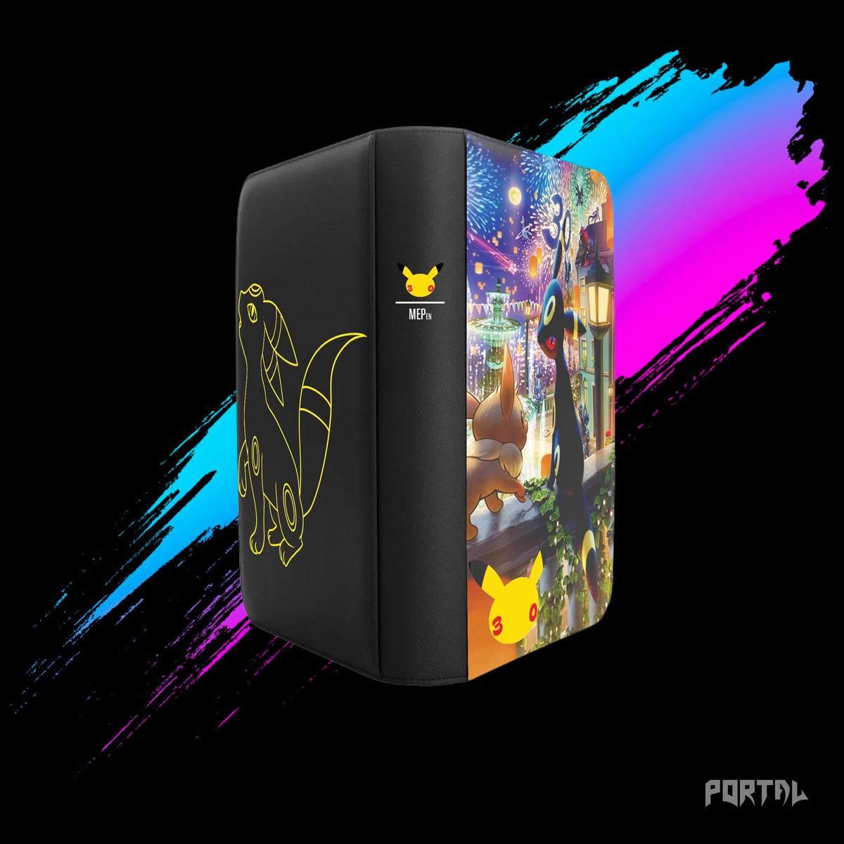 Pokemon Umbreon 30th Anniversary binder, back, spine and front together, Portal TCG