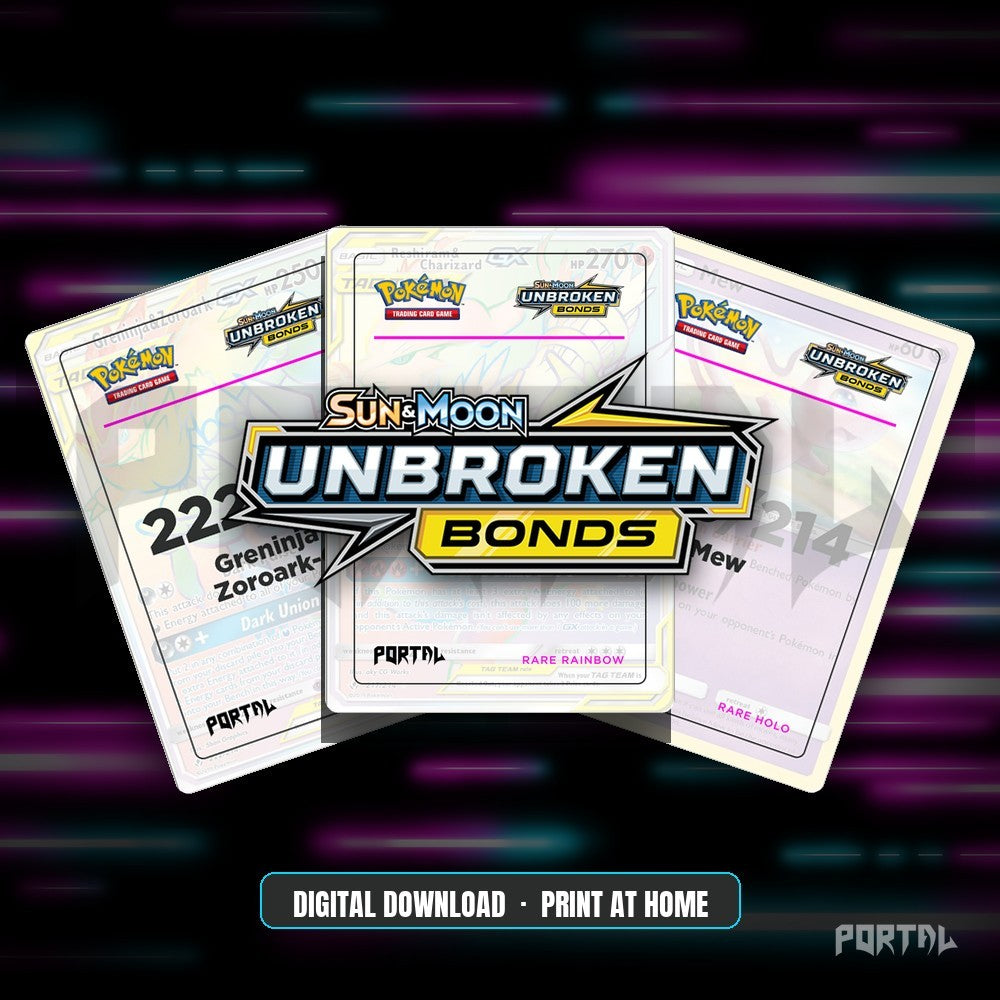 Pokemon Unbroken Bonds master set placeholders, digital download, Portal TCG