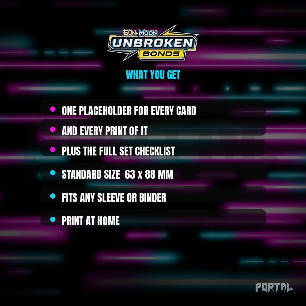 Pokemon Unbroken Bonds master set placeholders, what you get, Portal TCG