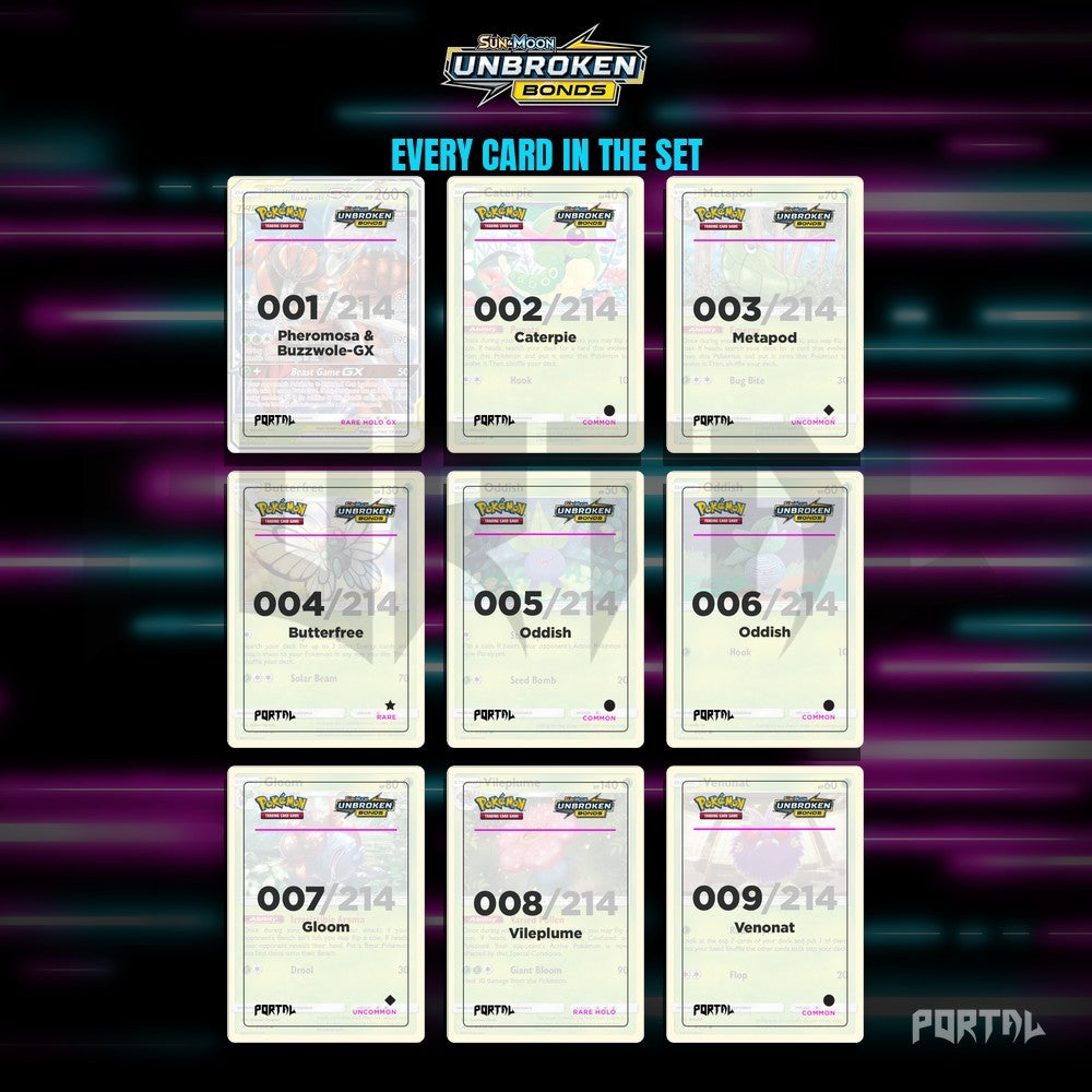 Pokemon Unbroken Bonds master set placeholders, binder page, Portal TCG
