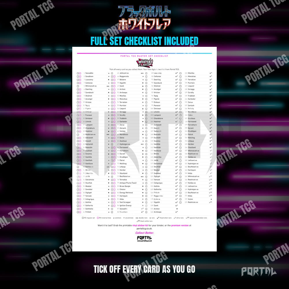 The free White Flare master set checklist included with the placeholders
